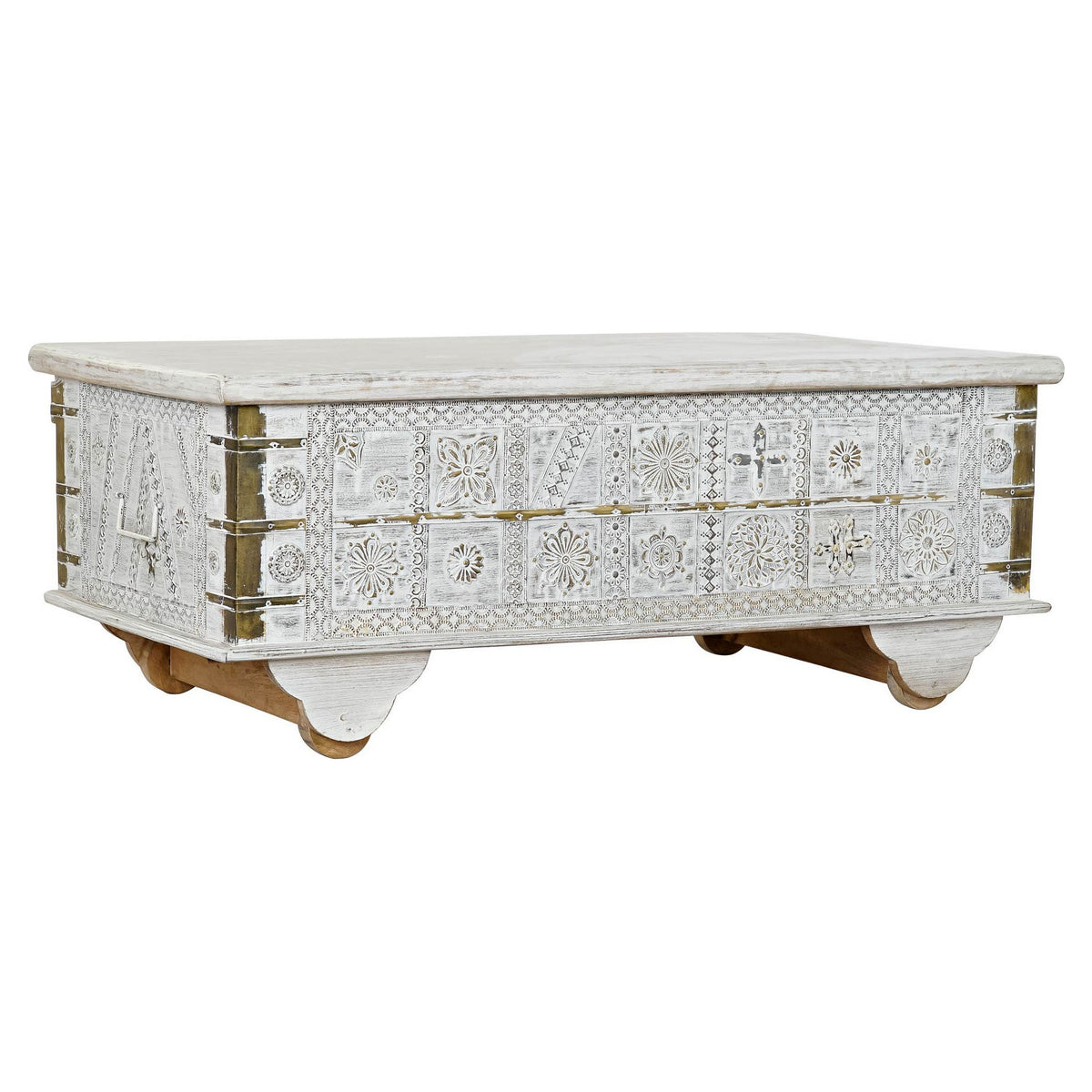 Příruční stolek DKD Home Decor MB-182010 bílý, zlatý, kov, mangové dřevo 115 x 60 x 45 cm – obrázek 2