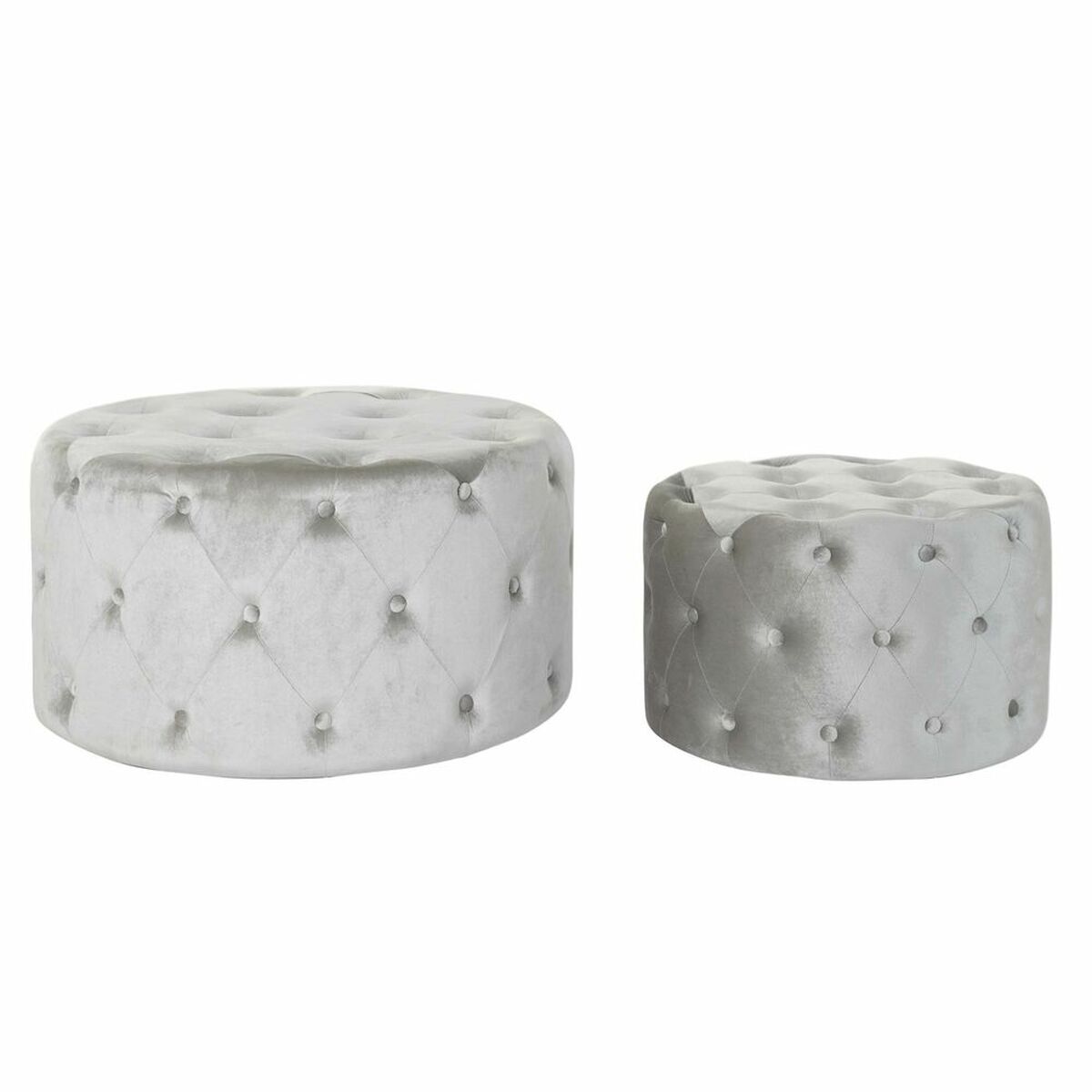 Podnožka DKD Home Decor Šedá Samet Dřevo MDF (80 x 80 x 43 cm) (58 x 58 x 37 cm) (2 ks)