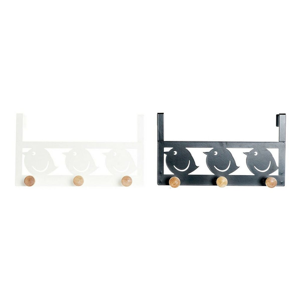 Věšák na bundy na dveře DKD Home Decor 8424001835553 Ptáci Bílá Černá Kov Dřevo MDF 28,5 x 9,5 x 16 cm (2 kusy)