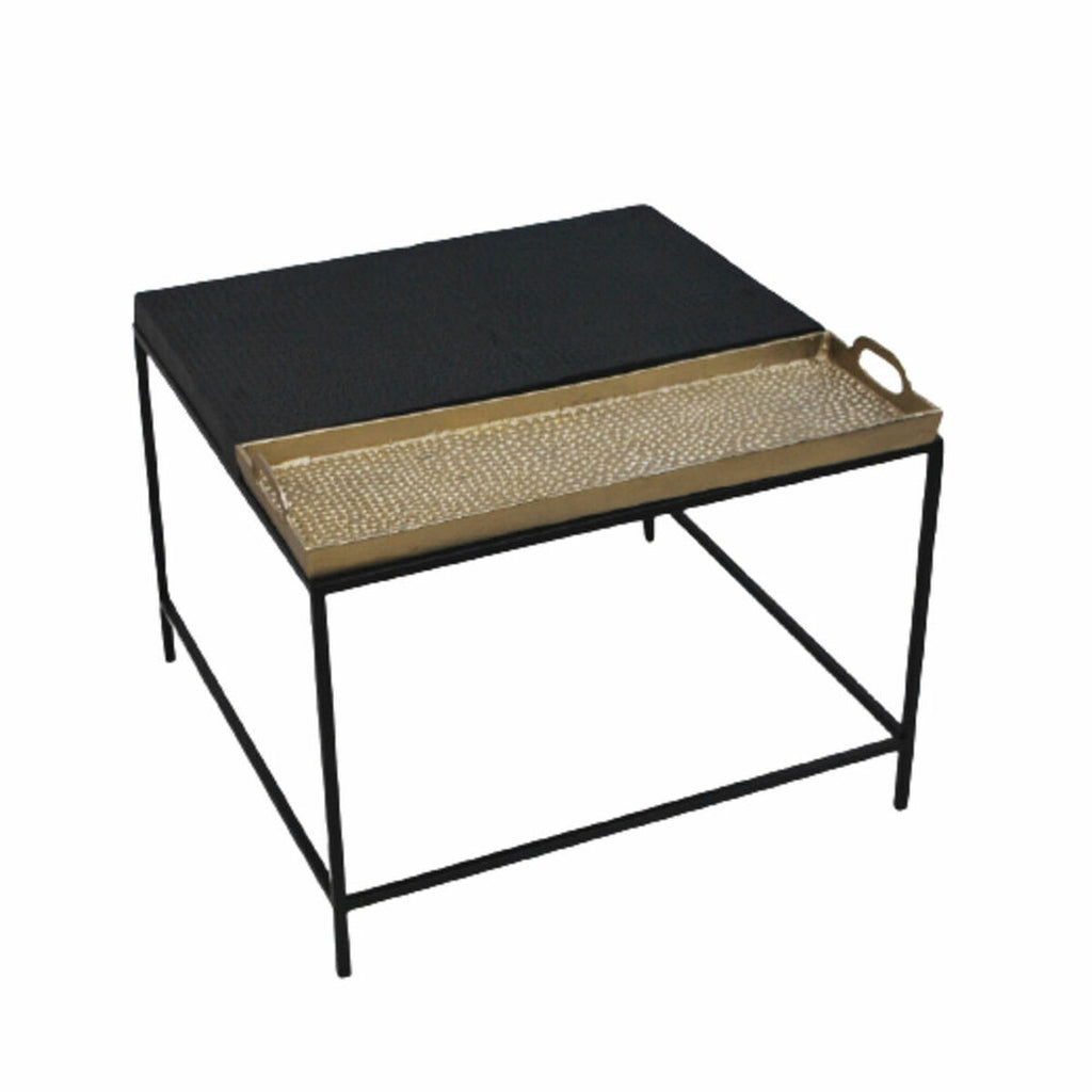 Odkládací stolek DKD Home Decor 61 x 61 x 49 cm černý, zlatý, ocel, hliník