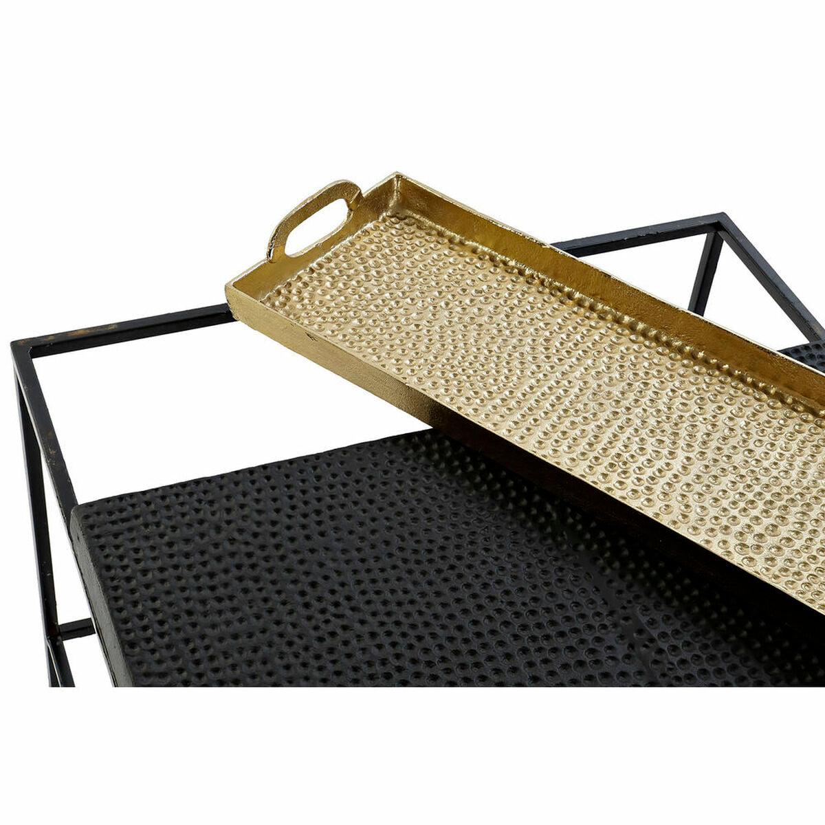 Odkládací stolek DKD Home Decor 61 x 61 x 49 cm černý, zlatý, ocel, hliník – obrázek 2