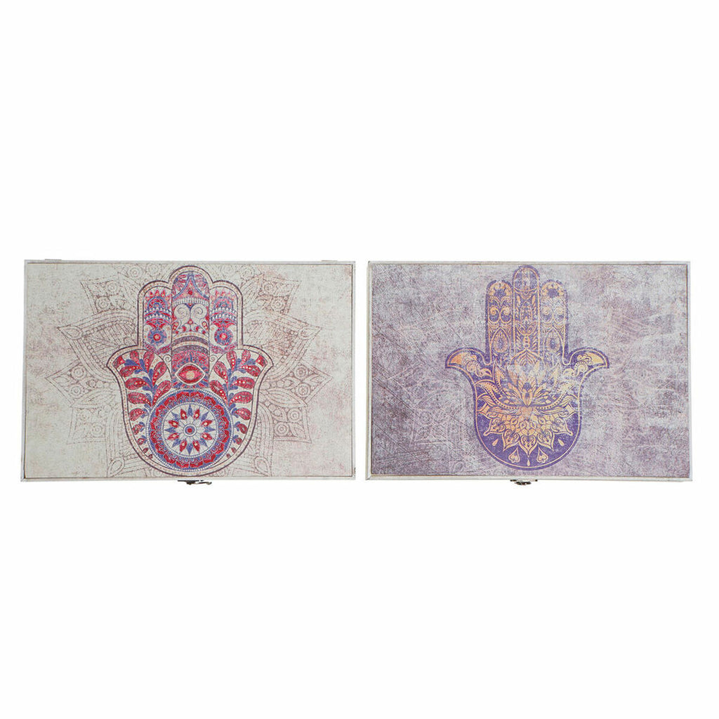 Schlüsselschränke DKD Home Decor Béžová Šedá Plátno Dřevo MDF 2 kusy 46,5 x 6 x 31,5 cm