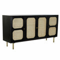 Příborník DKD Home Decor černý zlatý přírodní ratan mangové dřevo 150 x 40 x 78 cm