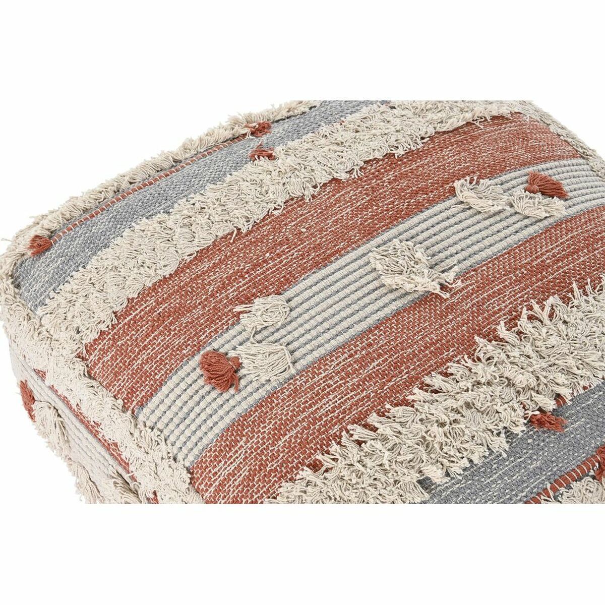 Puf DKD Home Decor bílý oranžový hliník pruhy boho – obrázek 3
