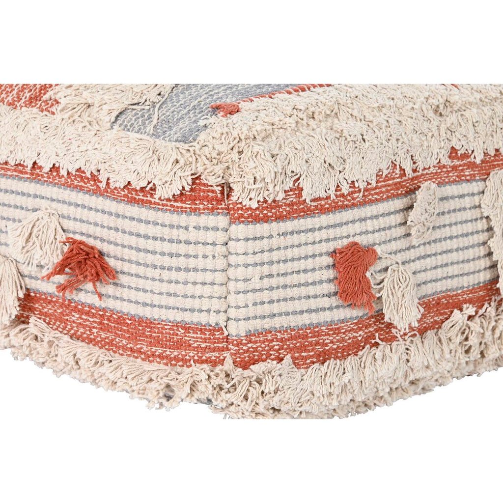 Puf DKD Home Decor bílý oranžový hliník pruhy boho – obrázek 2