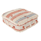 Puf DKD Home Decor bílý oranžový hliník pruhy boho