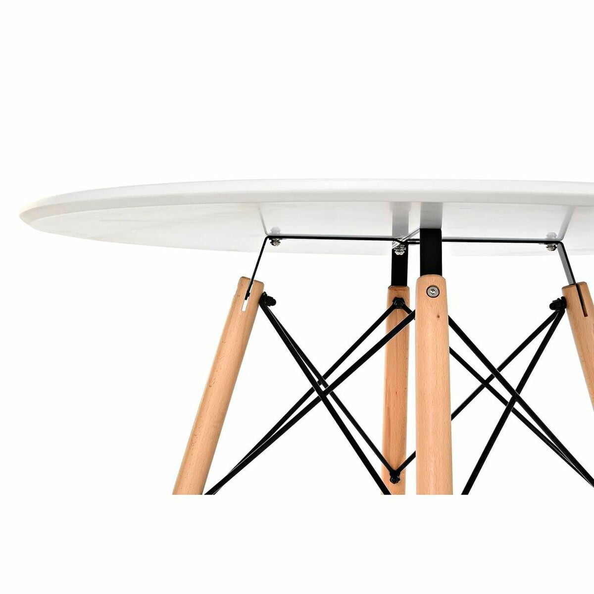 Jídelní stůl DKD Home Decor bílá, černá, přírodní březové dřevo, MDF 90 x 90 x 74 cm – obrázek 2