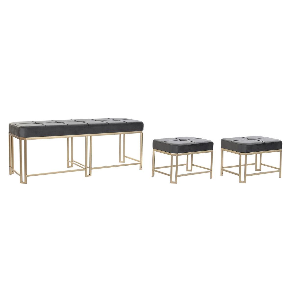 Barová stolička DKD Home Decor Šedá Kov Samet (120 x 40 x 47 cm)