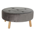 Podnožka DKD Home Decor 80 x 80 x 38 cm Scandi šedá dřevo samet tmavě šedá Velvet