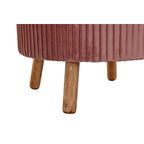 Podnožka DKD Home Decor přírodní dřevo samet světle růžová (61 x 61 x 38 cm) – obrázek 4