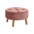 Podnožka DKD Home Decor přírodní dřevo samet světle růžová (61 x 61 x 38 cm)