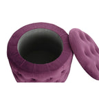 Podnožka DKD Home Decor Purpurová polyester Bordó Dřevo MDF (70 x 70 x 42 cm) – obrázek 3