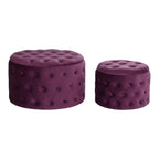Podnožka DKD Home Decor Purpurová polyester Bordó Dřevo MDF (70 x 70 x 42 cm)