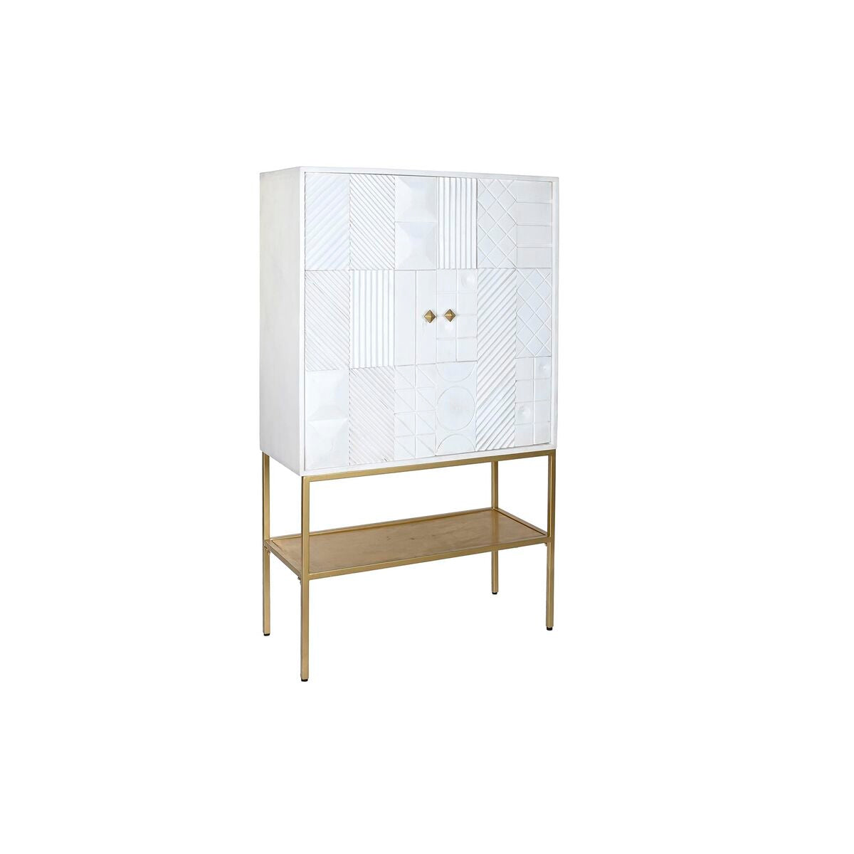 Příborník DKD Home Decor bílý zlatý kov mangovníkové dřevo 91 x 44 x 152 cm