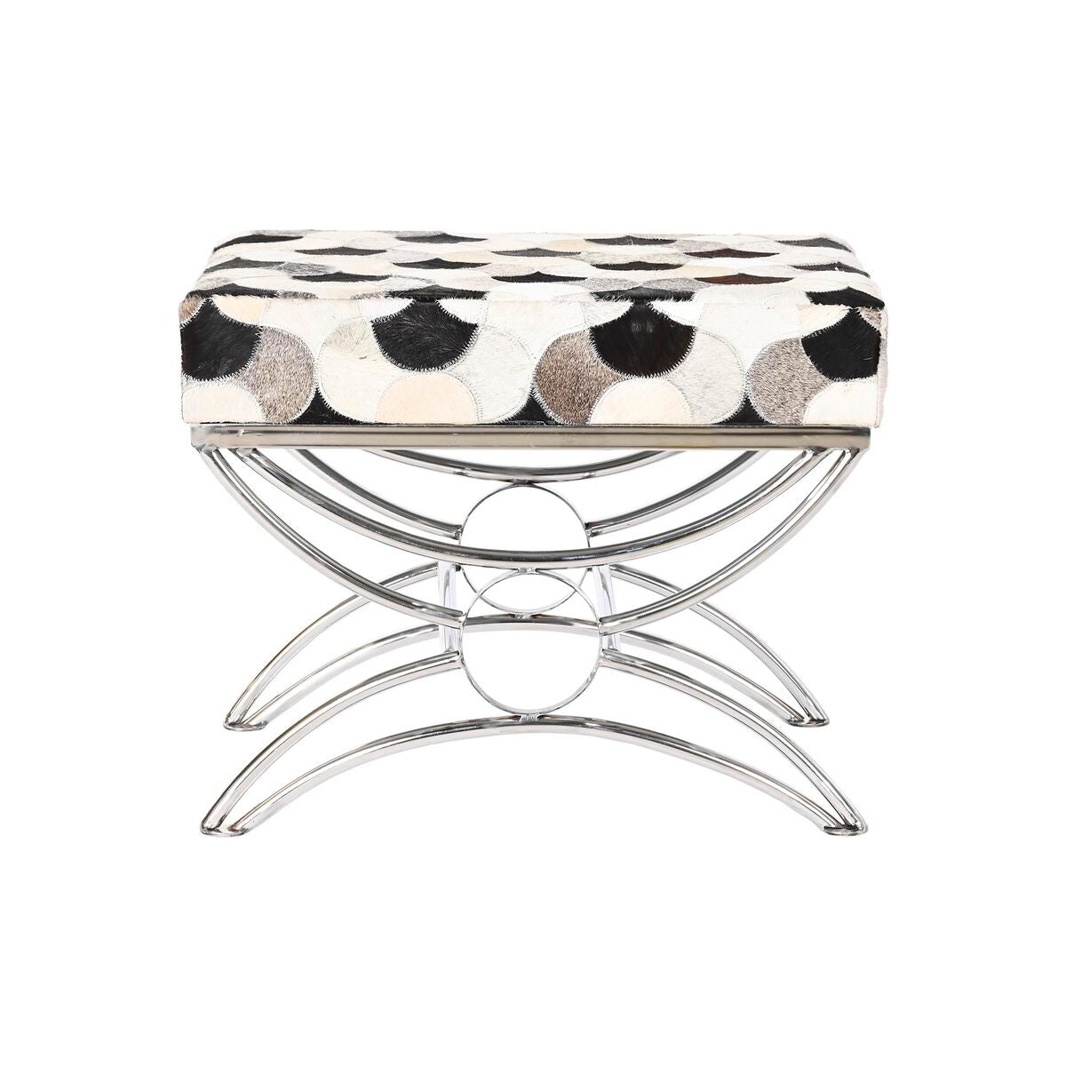 Barová stolička DKD Home Decor stříbrná černá ocel kůže bílá (53 x 40 x 43 cm) – obrázek 2