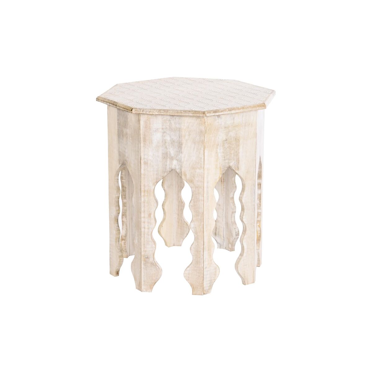 Odkládací stolek DKD Home Decor 49 x 49 x 53,5 cm hnědo-bílý mangové dřevo