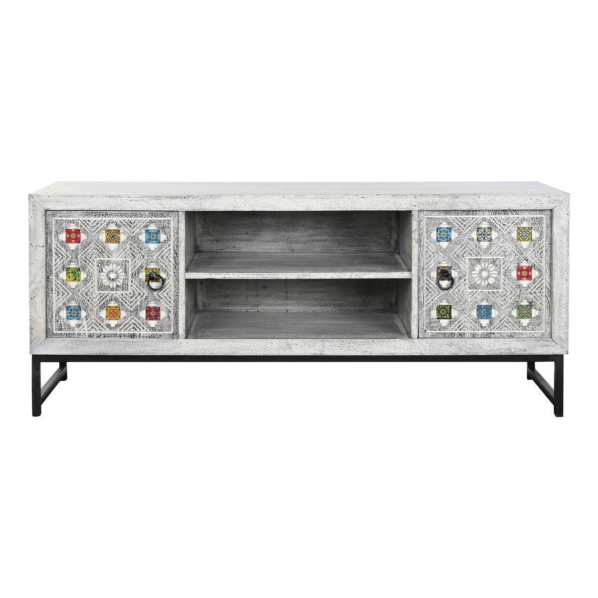 TV skříňka DKD Home Decor bílá béžová šedá vícebarevná z keramiky a mangového dřeva 130 x 40 x 56 cm – obrázek 6