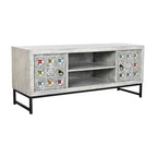 TV skříňka DKD Home Decor bílá béžová šedá vícebarevná z keramiky a mangového dřeva 130 x 40 x 56 cm