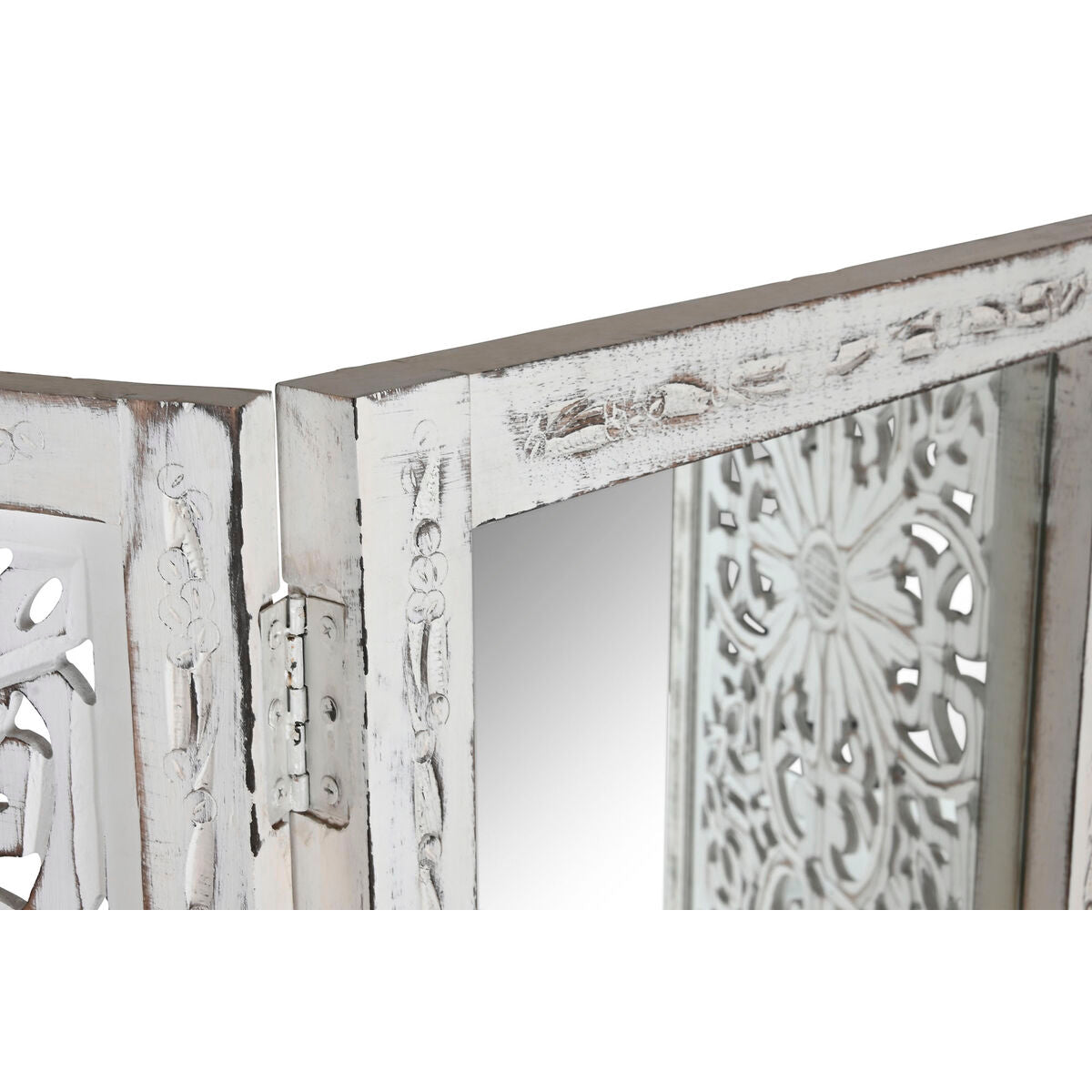 Španělská zástěna Home ESPRIT bílá mangové dřevo zrcadlo 152 x 2 x 182 cm – obrázek 2