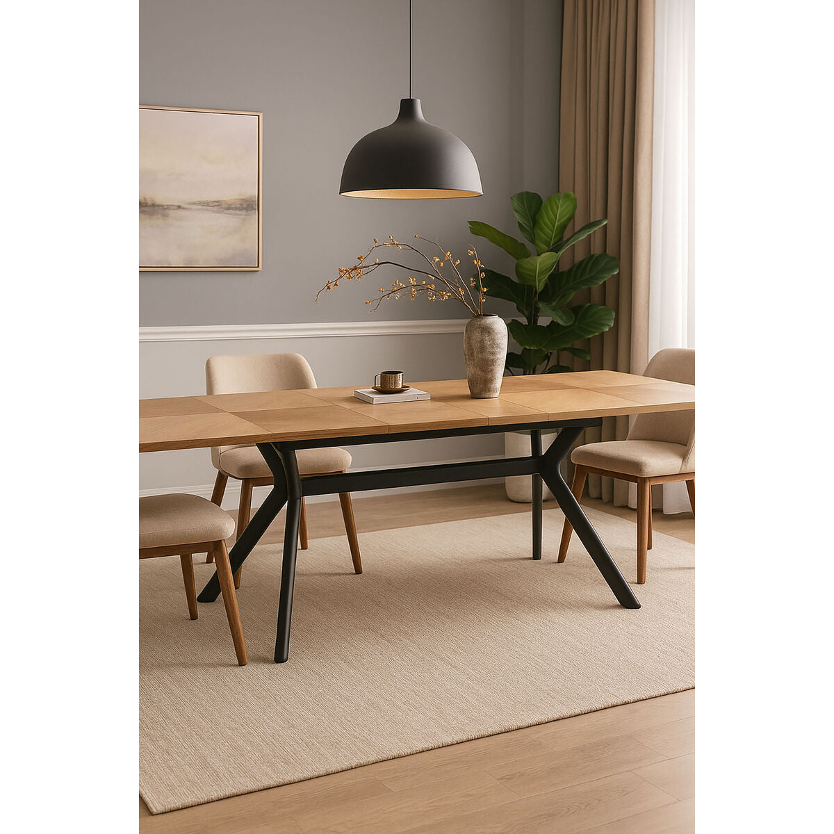 Jídelní stůl Home ESPRIT hnědý černý kov dřevo MDF 220 x 100 x 75 cm – obrázek 2