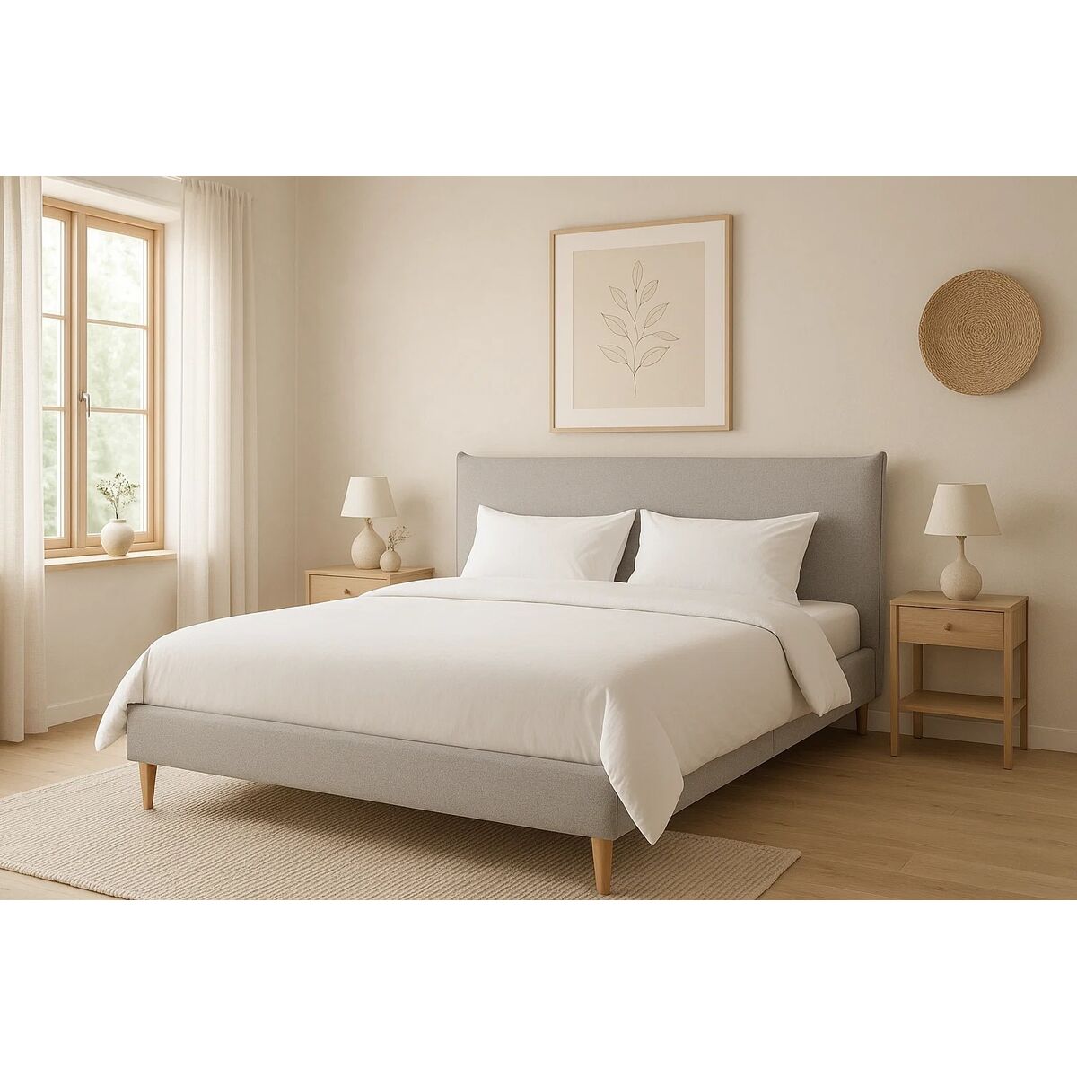 Postel Home ESPRIT světle šedá 177 x 219 x 108 cm – obrázek 2