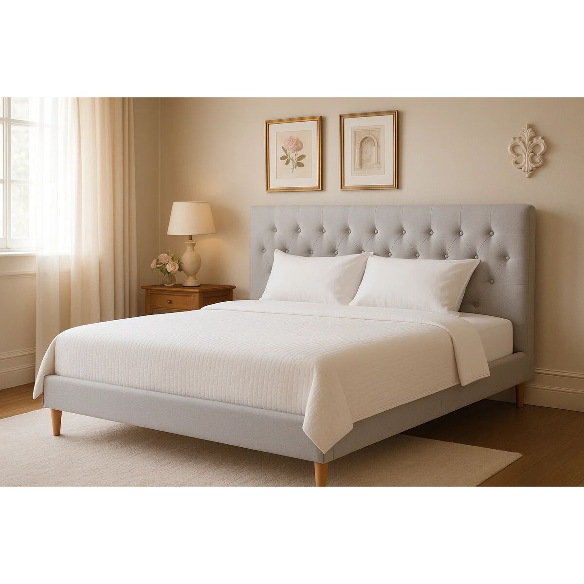 Postel Home ESPRIT Béžová 170 X 219 X 104 CM 170x219x104 cm Béžová – obrázek 2