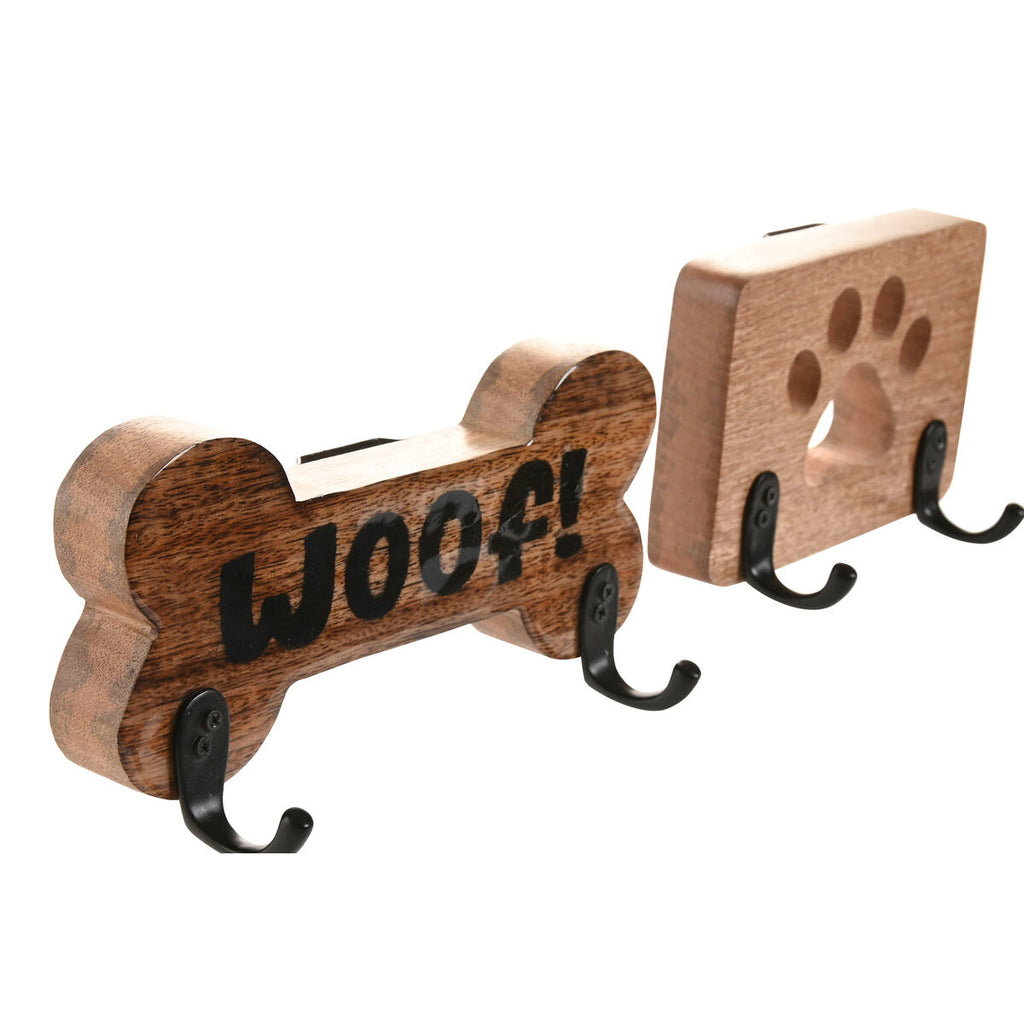 Nástěnný věšák Home ESPRIT hnědo-černý železo mangové dřevo Urban 20 x 6 x 10 cm (2 kusy) – obrázek 2