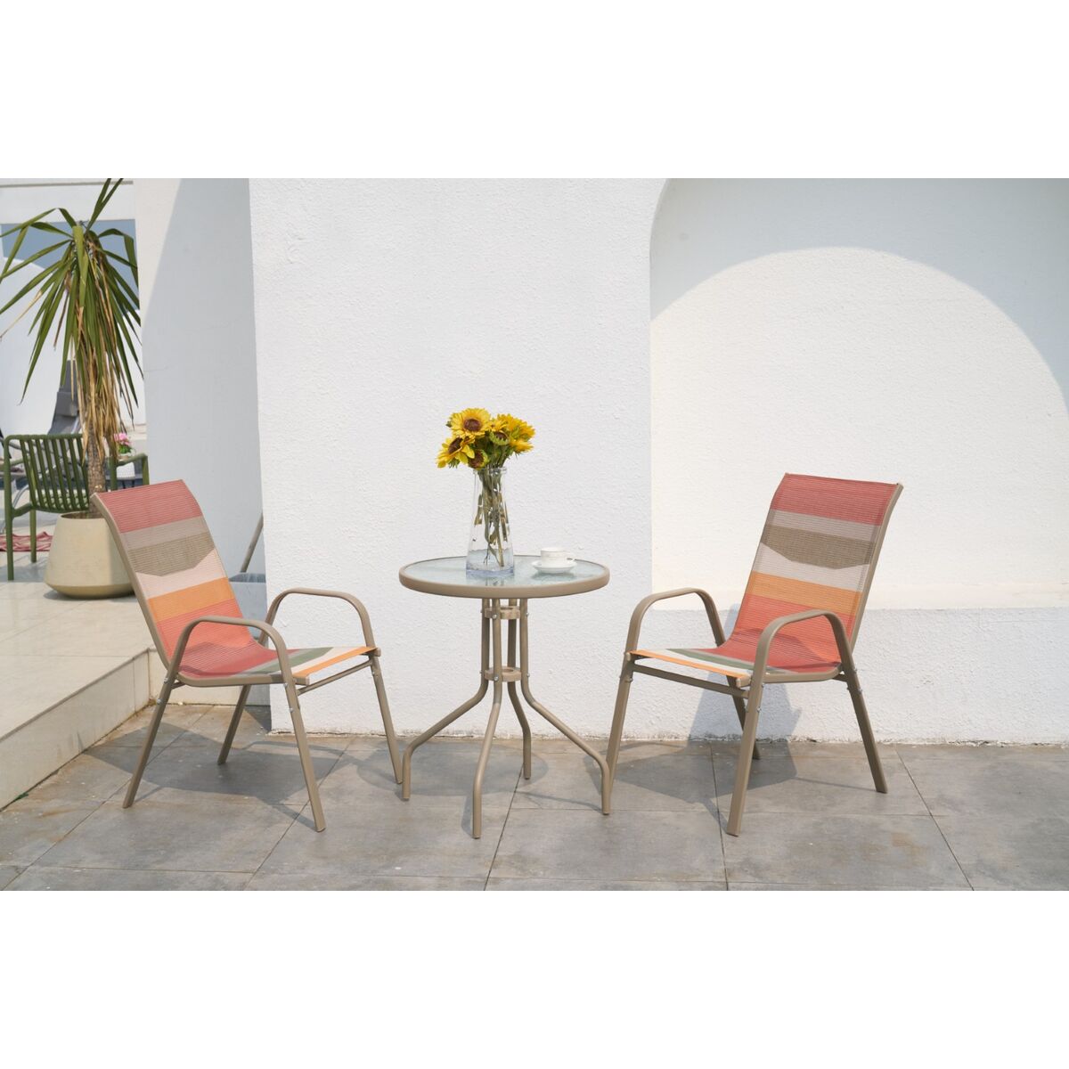 Sada stolu se 2 židlemi Home ESPRIT zelená pestrobarevná 60 x 60 x 70 cm – obrázek 2