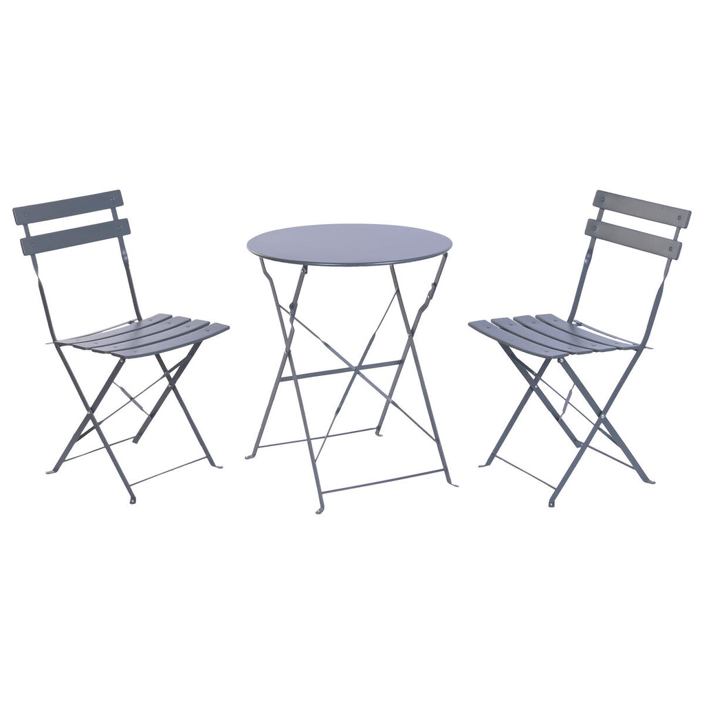 Souprava stolu se 2 židlemi Home ESPRIT šedá 60 x 60 x 71 cm 99x61x14 cm