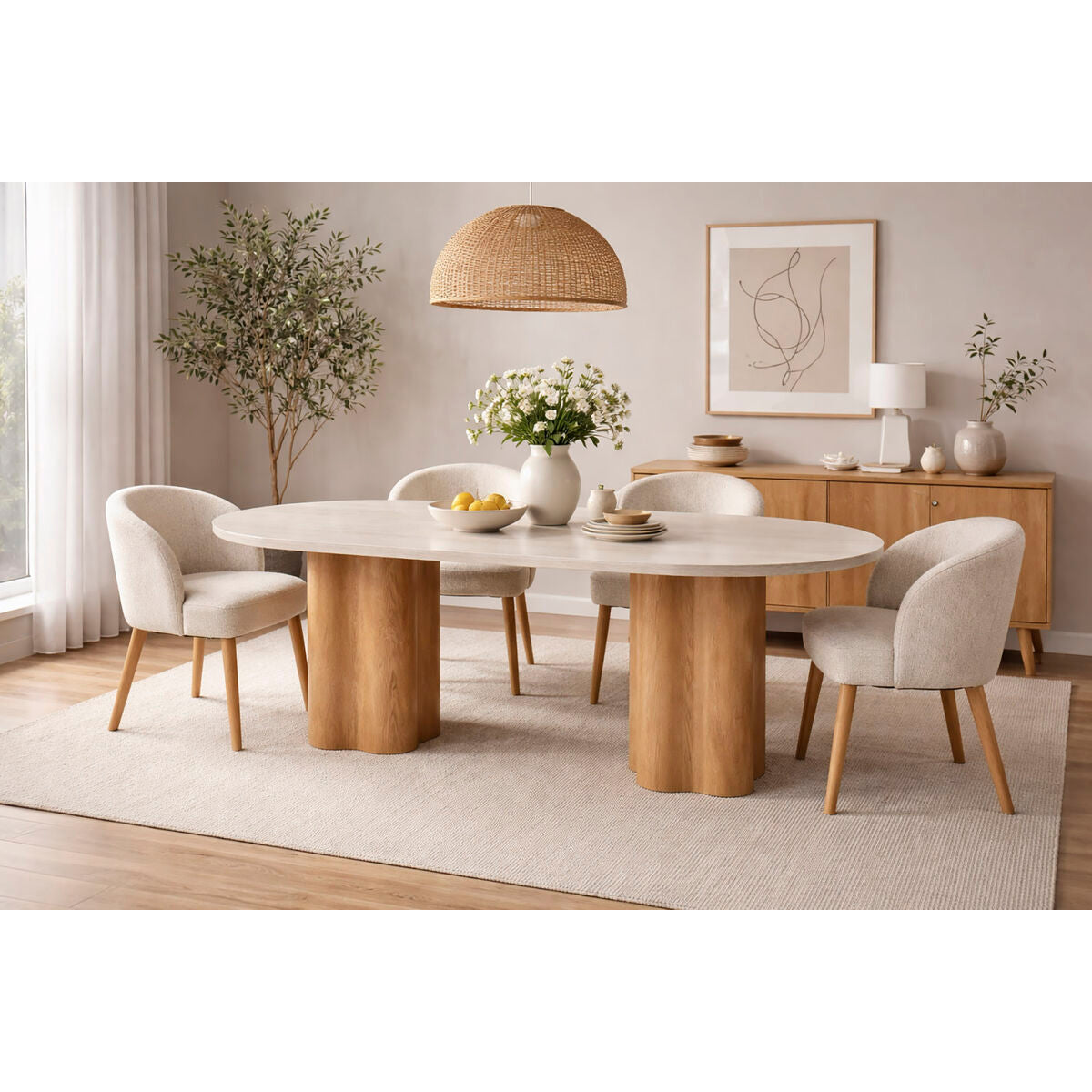 Jídelní stůl Home ESPRIT světle hnědý žula dřevo MDF 180 x 90 x 75 cm – obrázek 2