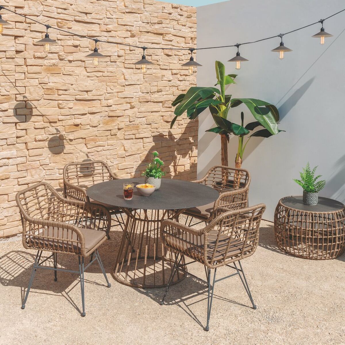 Zahradní židle Ariki 57 x 62 x 80 cm umělý ratan ocel grafit – obrázek 2