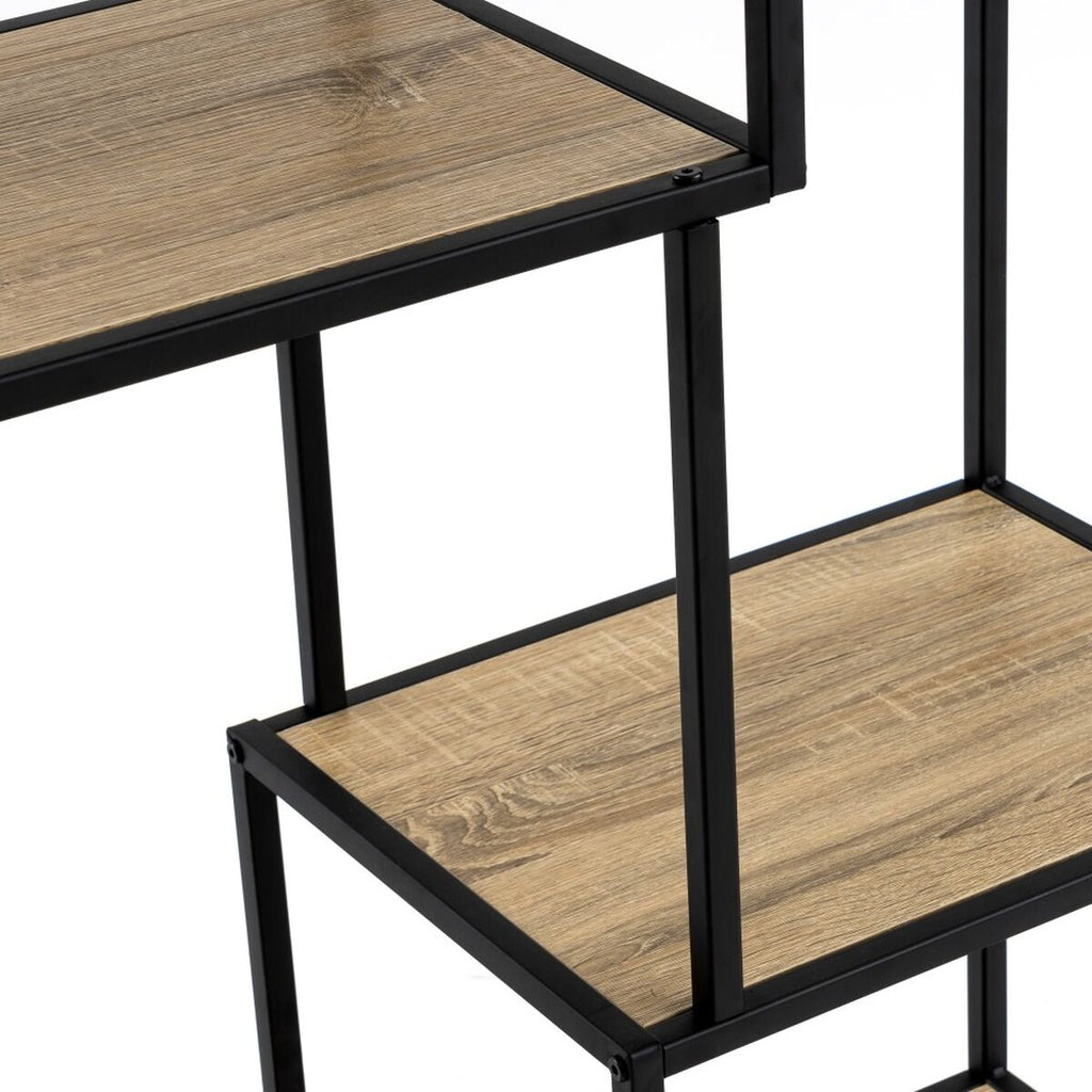 Police černá přírodní dřevo kov ocel laminát 77 x 33 x 114 cm – obrázek 3