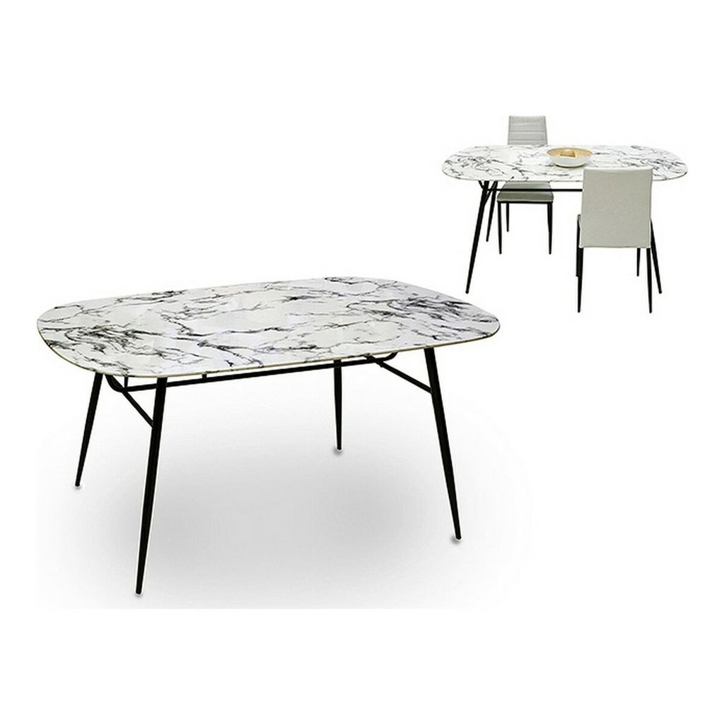 Odkládací stolek Gift Decor bílý černý 90 x 76,5 x 160 cm Tvrzené sklo – obrázek 2