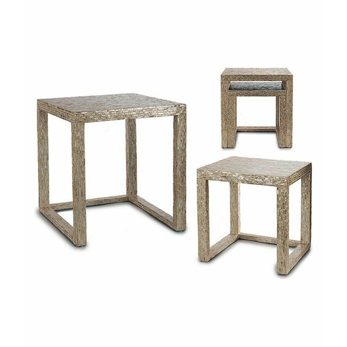 Sada 2 stolů Gift Decor BIG-S3603662 bílá béžová zlatá 42,5 x 61 x 60 cm (2 kusy) (2 kusy) – obrázek 2