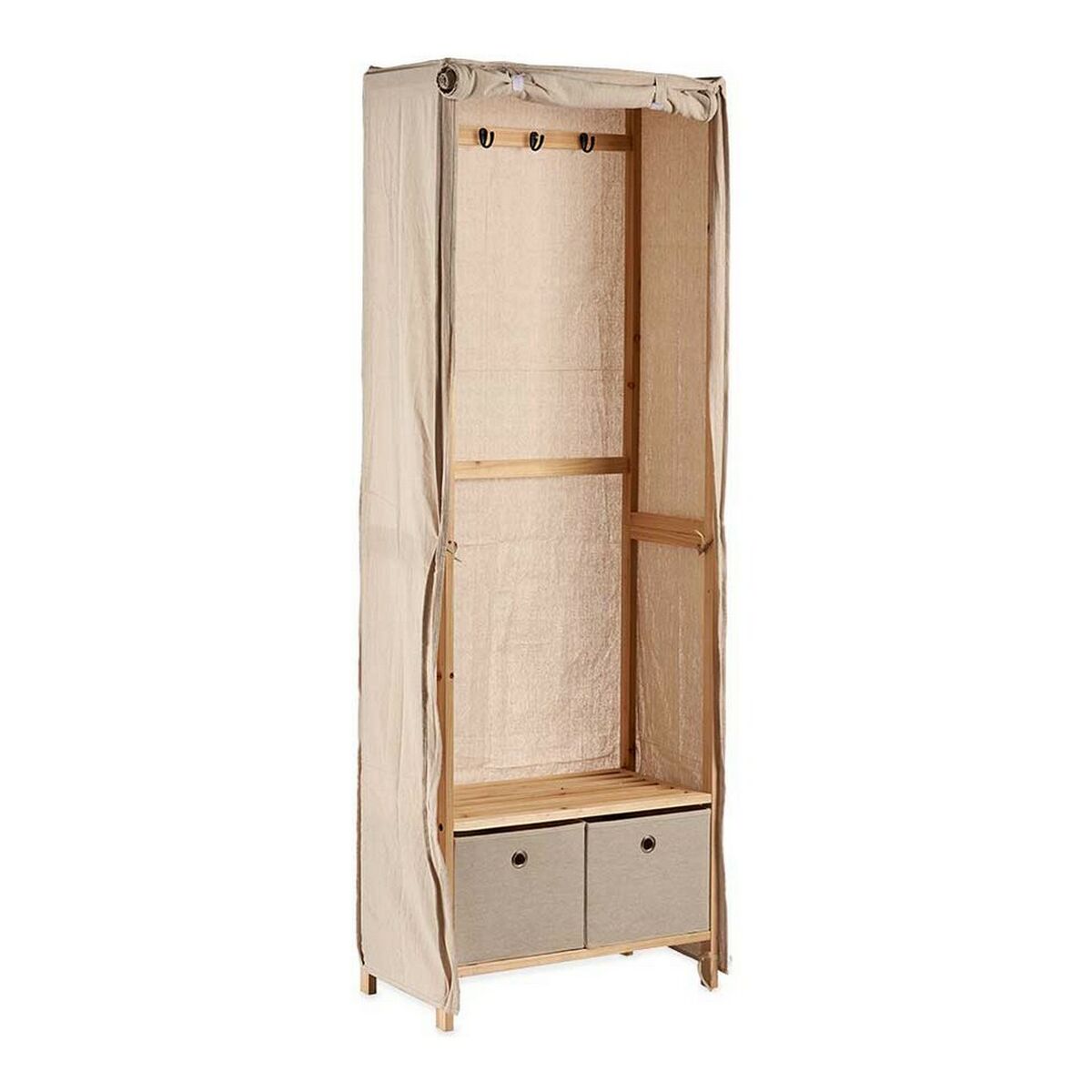 Šatní skříň Kipit béžová, dřevo, textil, 31,5 x 58 x 168 cm, 58 x 168 x 31,5 cm