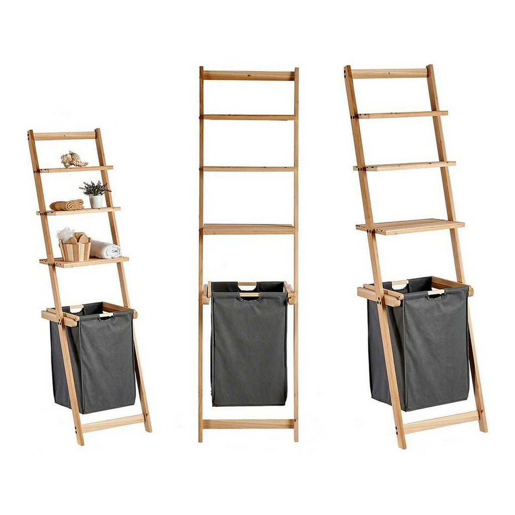 Regál Kipit hnědý šedý dřevo látka 36 x 151 x 41,5 cm – obrázek 2