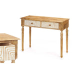 Konzolový stolek se 2 zásuvkami Gift Decor bílo-hnědý 98 x 77 x 42 cm zakřivení – obrázek 2