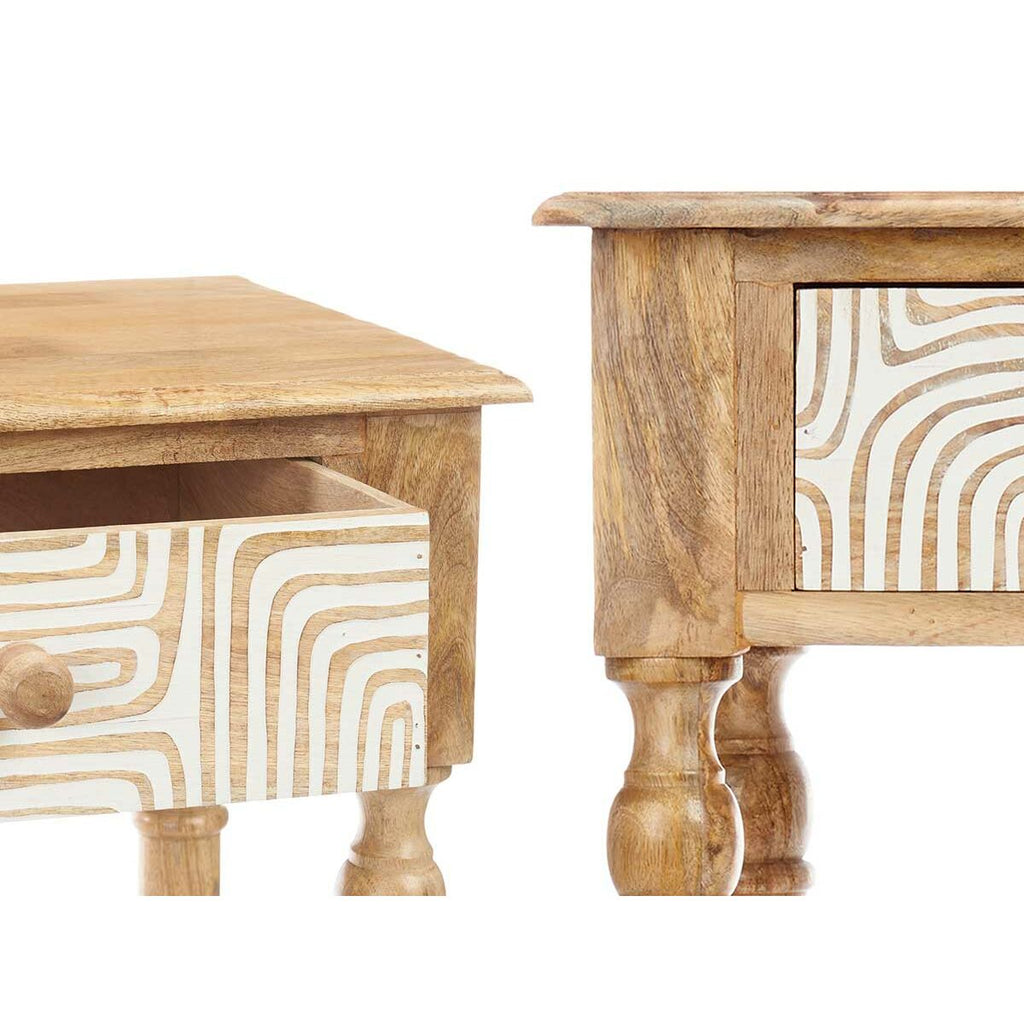 Konzolový stolek se 2 zásuvkami Gift Decor bílo-hnědý 98 x 77 x 42 cm zakřivení – obrázek 4