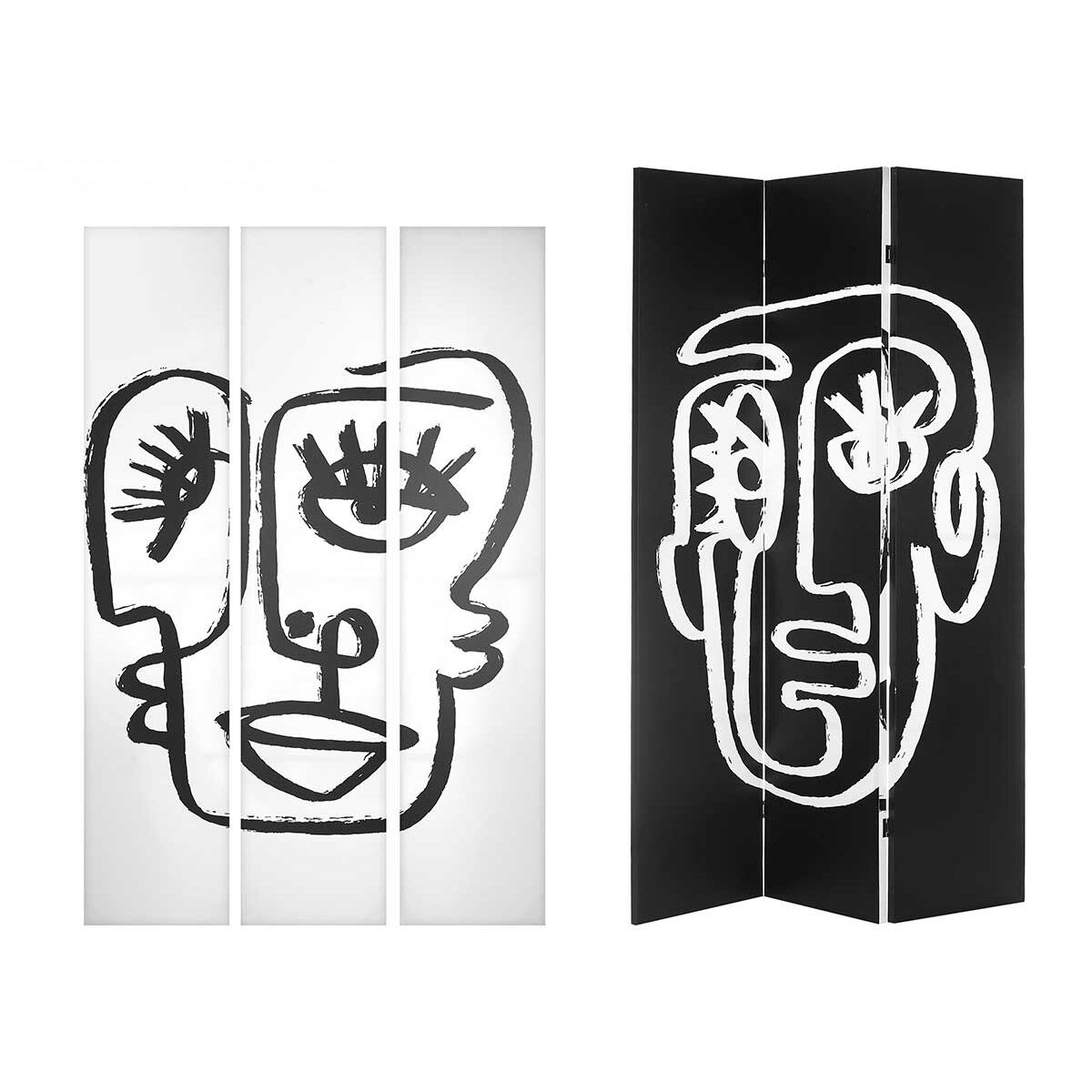 Španělská zástěna Dárek Dekorace Bílá Černá Plátno 122 x 2,5 x 180 cm 40 x 180 x 7 cm Obličej – obrázek 2