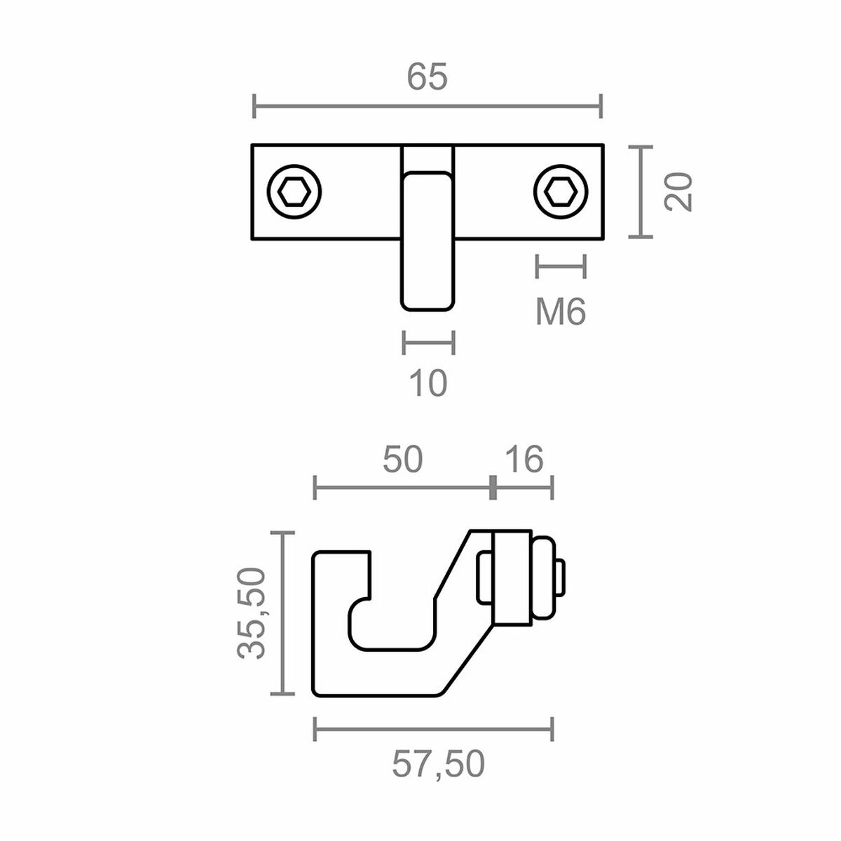 Hák pro sluneční plachtu Micel TLD11 bílý 65 x 57,5 x 35,5 mm – obrázek 3