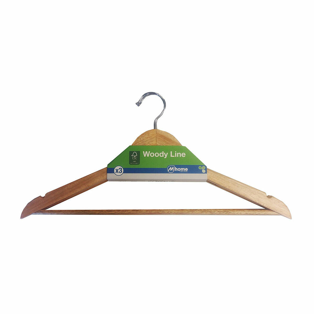 Věšák na šaty Mondex Woody Line Ekologický přírodní dřevo 3 ks (42,5 x 23 cm)