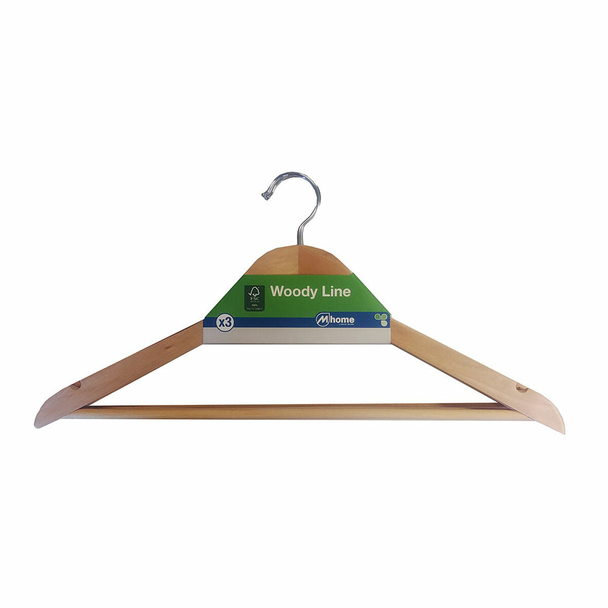Věšák na šaty Mondex Suit ekologický přírodní dřevo 3 ks (43 x 22,5 cm)
