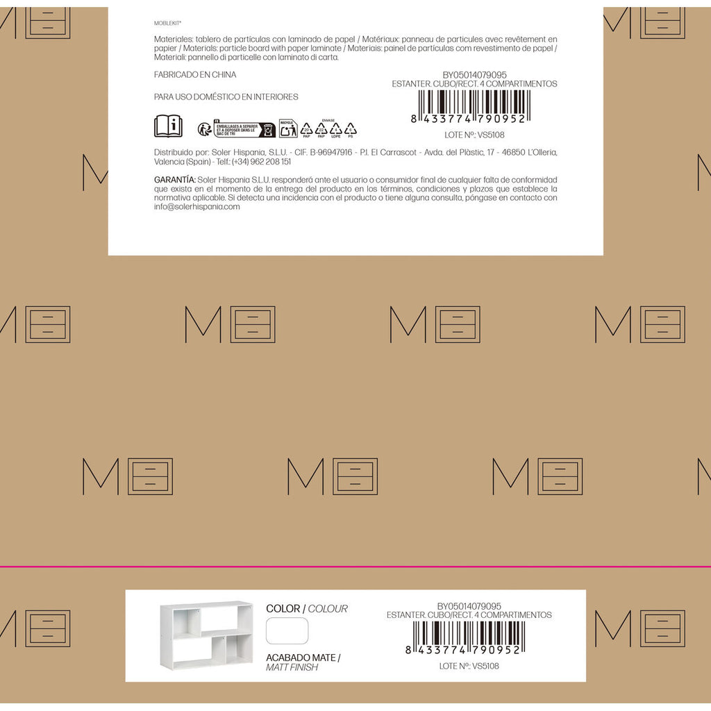 Regál MobleKit bílý, dřevěný 85 × 30 × 59 cm – obrázek 4