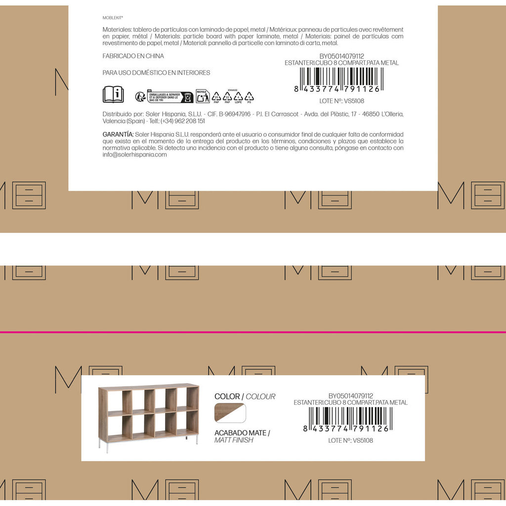 Regál MobleKit bílý hnědý dřevo kov 118 x 29 x 72 cm – obrázek 4