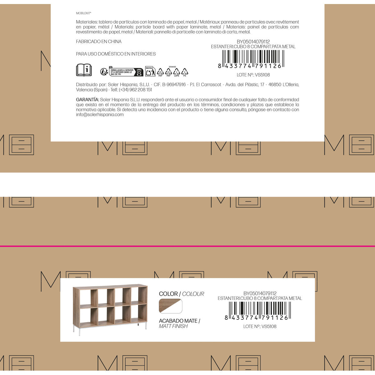 Regál MobleKit bílý hnědý dřevo kov 118 x 29 x 72 cm – obrázek 4