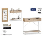 Odkládací stolek MobleKit bílý hnědý 80 x 30 x 75 cm – obrázek 2