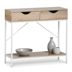 Odkládací stolek MobleKit bílý hnědý 80 x 30 x 75 cm – obrázek 5