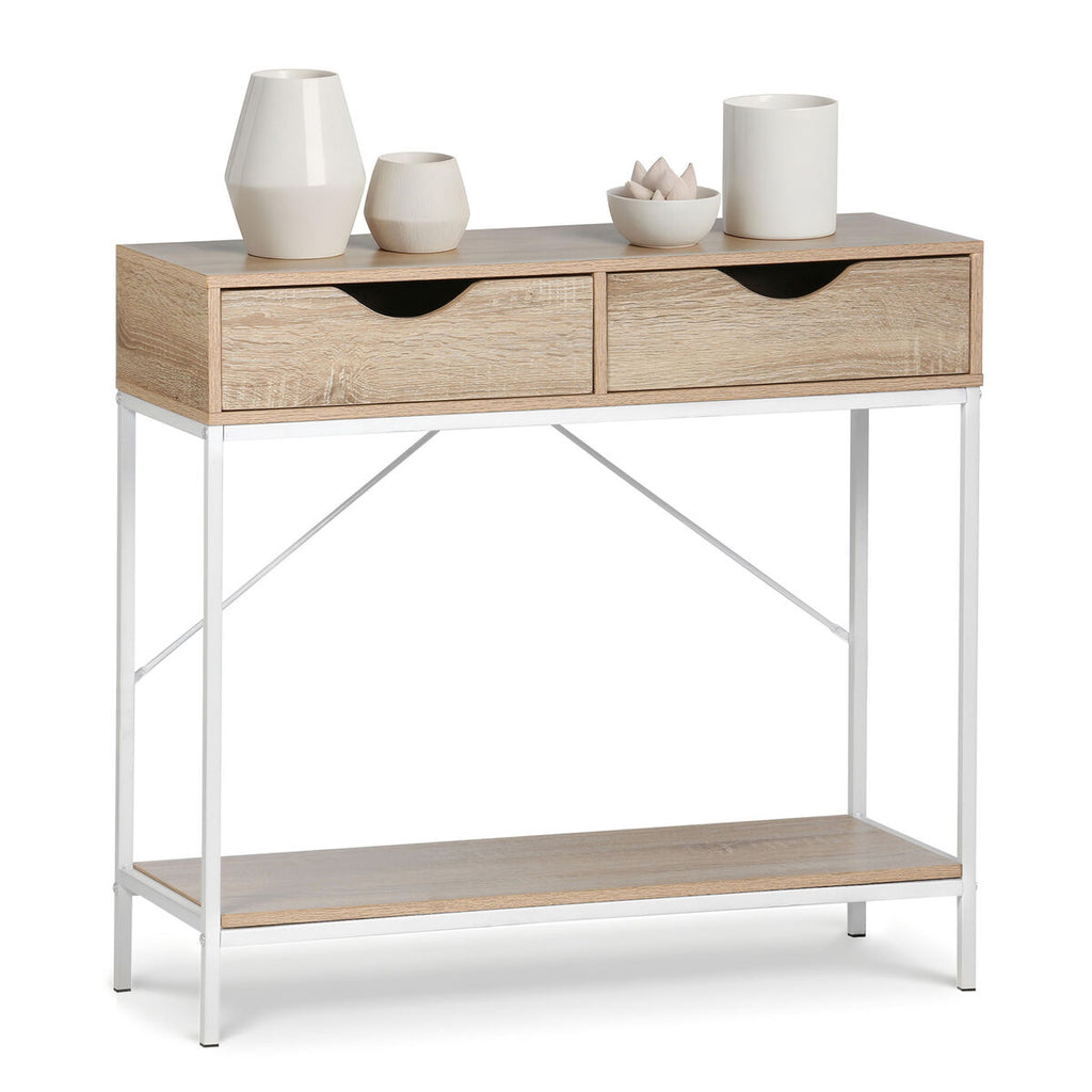 Odkládací stolek MobleKit bílý hnědý 80 x 30 x 75 cm – obrázek 6