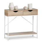 Odkládací stolek MobleKit bílý hnědý 80 x 30 x 75 cm – obrázek 6