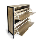 Botník MobleKit hnědý černý dřevo kov 65 x 24 x 80 cm – obrázek 3